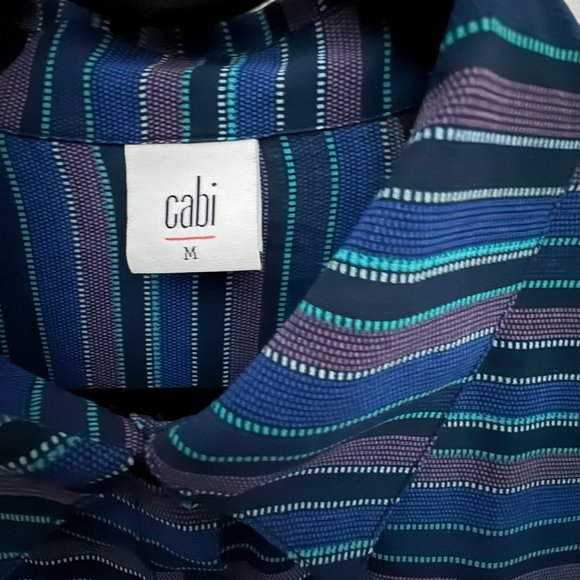 CAbi Alex Blouse Split Back Striped Blue Womens - Size M - Long Sleeve - Picture 6 of 11